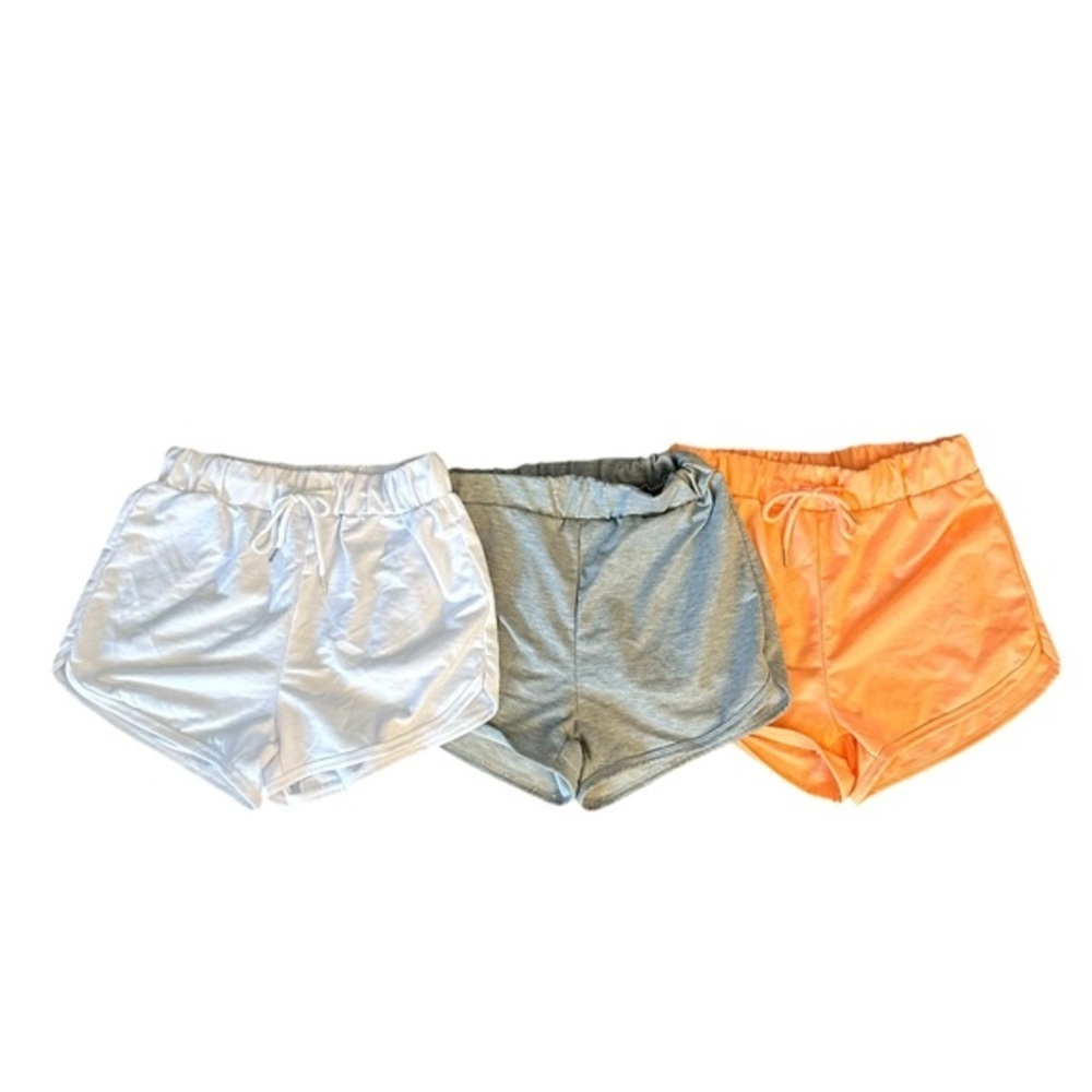 Women's White, Gray and Orange Lounge Sleep Shorts S M - Picture 2 of 6